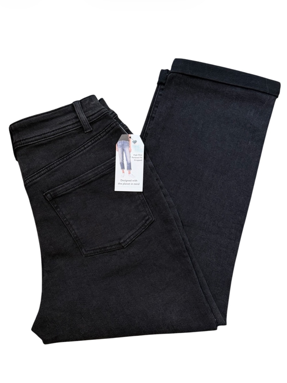 TIME AND TRU High Rise Relaxed Boyfriend Jeans in Black Wash NWT - Picture 4 of 8